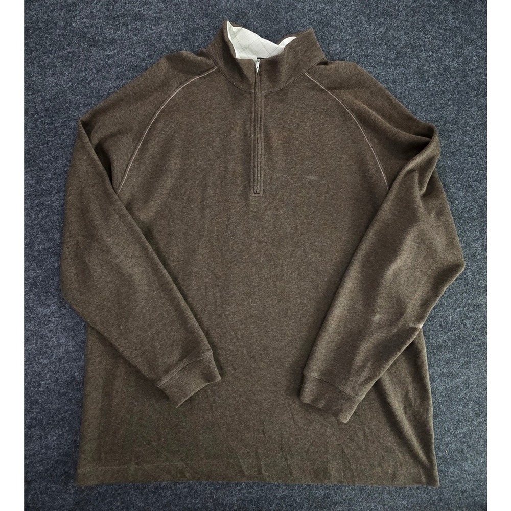 Tiger Woods Collection Mens Brown 1/4 Zip Mock Neck Pullover Sweater Size XXL